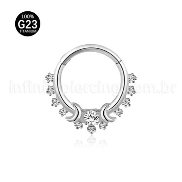 Piercing Argola Titânio Segmento Articulado Luas E Zircônia