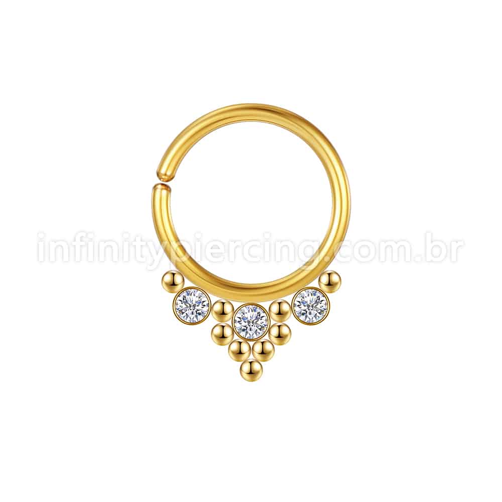 Piercing Argola Aço Cirúrgico Indiano Zircônia