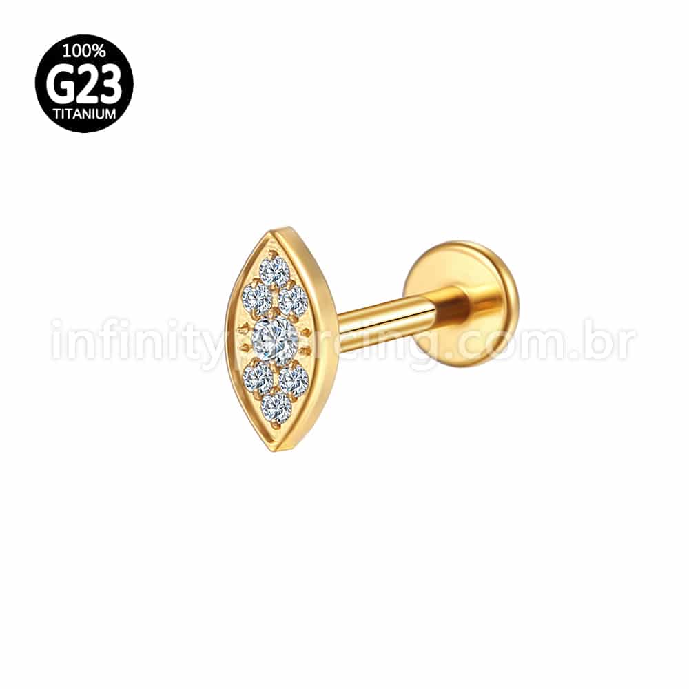 Piercing Labret Titânio Indiano Olho Zircônia