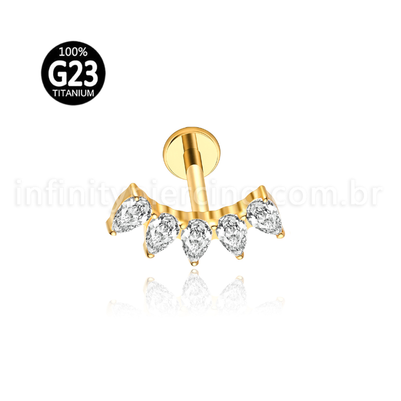 Piercing Labret Titânio Cluster Zircônia