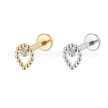 Piercing Labret Aço Cirúrgico Gota Zircônia Redondo