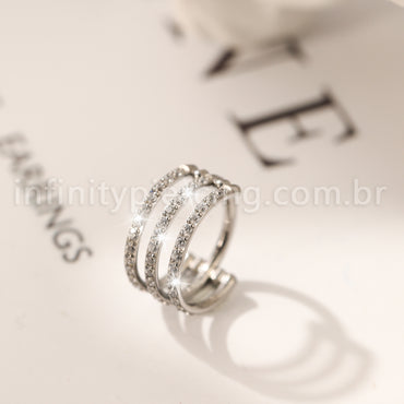 Piercing Argola Três Fileira Titânio Segmento Articulado Zircônia Cravejada