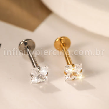 Piercing Labret Titânio Flor Zircônia