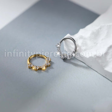 Piercing Argola Aço Cirúrgico Detalhe Zircônia