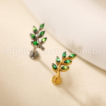 Piercing Labret Titânio Galho Zircônia