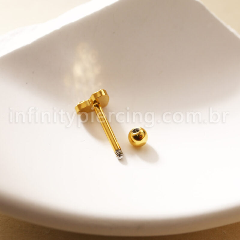 Piercing Minibarbell Aço Cirúrgico Coração Zircônia