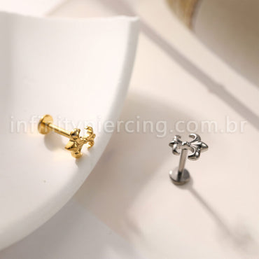 Piercing Labret Titânio Flor De Liz