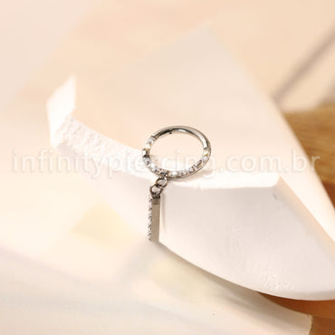 Piercing Argola Titânio Zircônia Frontal Com Pingente Barra
