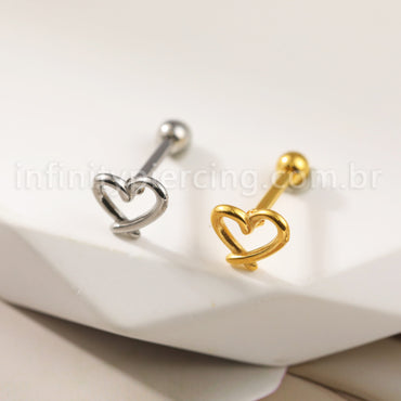 Piercing Minibarbell Aço Cirúrgico Coração Liso