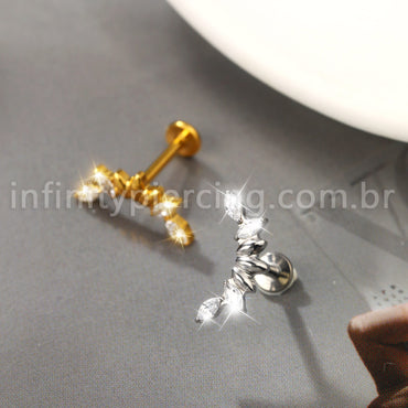 Piercing Labret Titânio Cluster Zircônia Cravejada