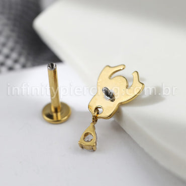 Piercing Labret Titânio Aranha Com Pingente Zircônia