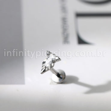 Piercing Labret Com Detalhes Titânio Zircônia Oval