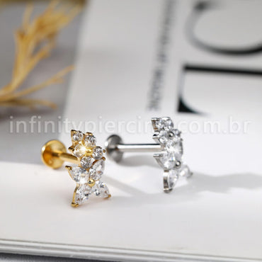 Piercing Labret 2 Flor Titânio Zircônia