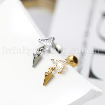 Piercing Labret Triângulo Titânio Pingente Zircônia