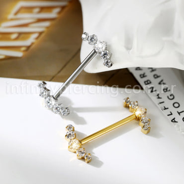 Piercing Barbel Titânio Push Pin Zircônia Cravejada
