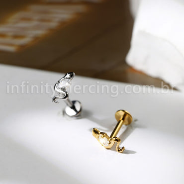 Piercing Labret Cobra Titânio Zircônia Oval