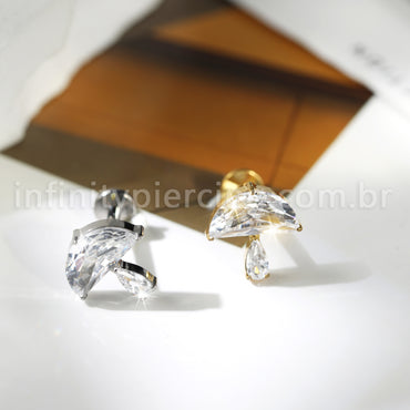 Piercing Labret Cogumelo Titânio Zircônia
