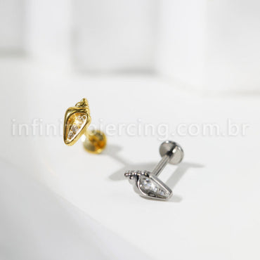 Piercing Labret Titânio Concha Caracol