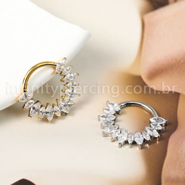 Piercing Argola Titânio Segmento Articulado Zircônia Cravejada
