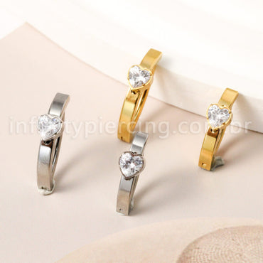 Piercing Argola Umbigo Titânio Coração Zircônia