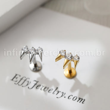Piercing Labret Titânio Spike Com Zircónia Cravejada
