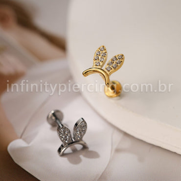 Piercing Labret Titânio Orelhinhas Zircônia Cravejada