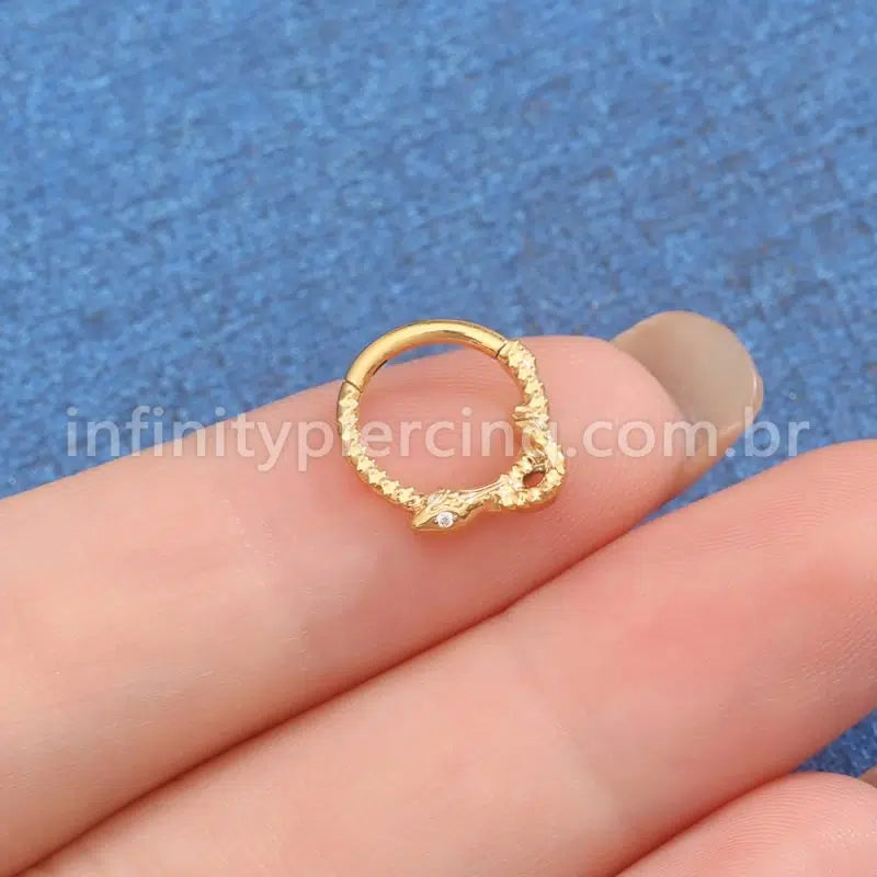 Piercing Argola Titânio Detalhes Cobra