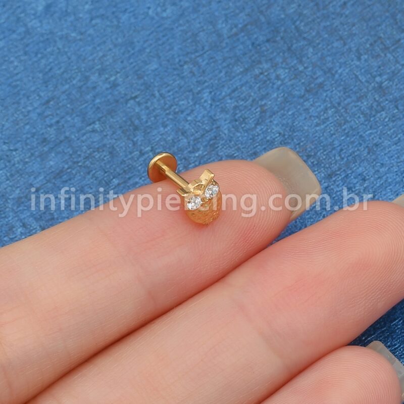 Piercing Labret Aço Cirúrgico Coruja Zircônia