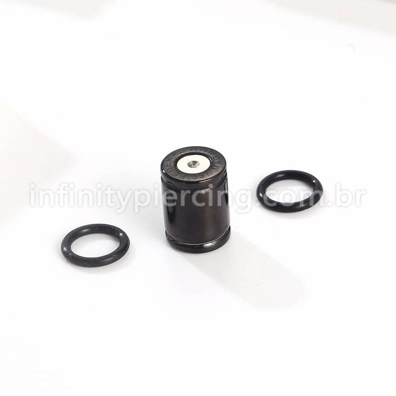 Alargador Aço Cirúrgico Black Plug Com Borracha