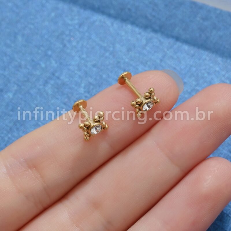 Piercing Labret Aço Cirúrgico Indiano Zircônia