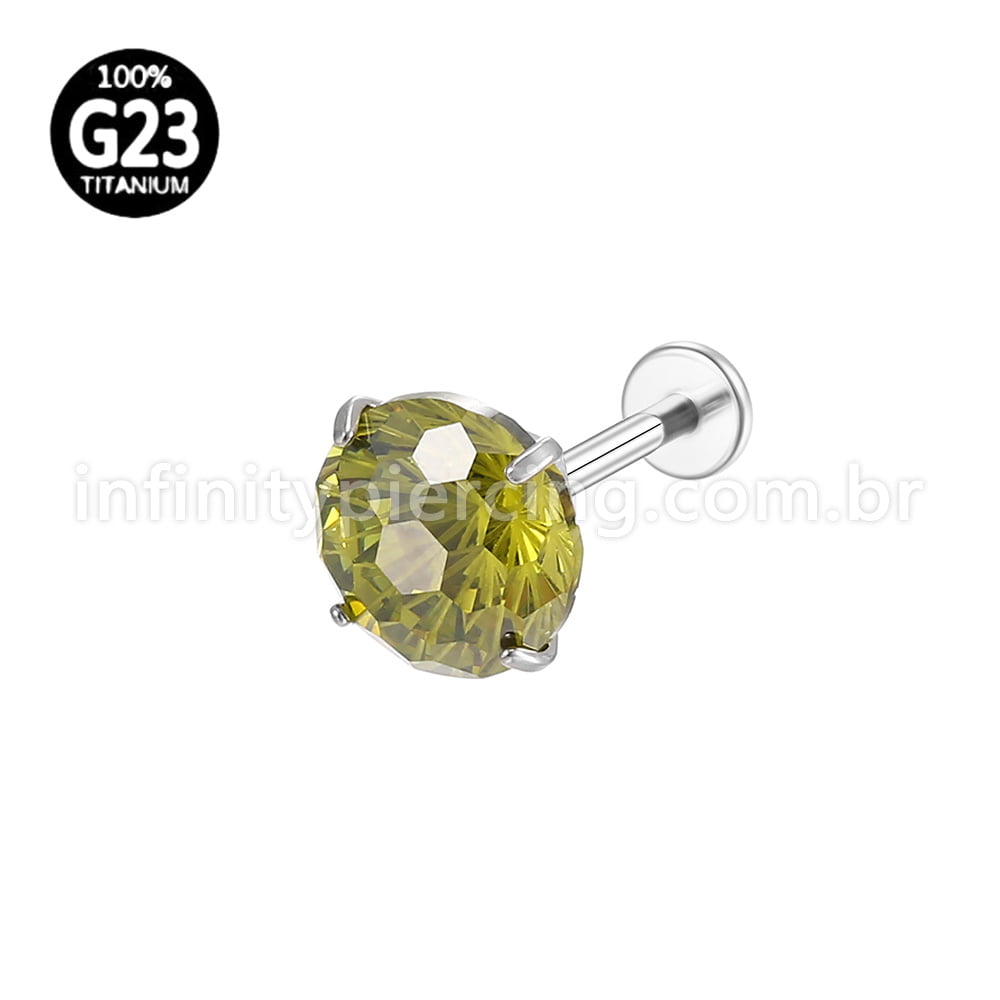 Piercing Labret Titânio Ponto De Luz Zircônia Colorida