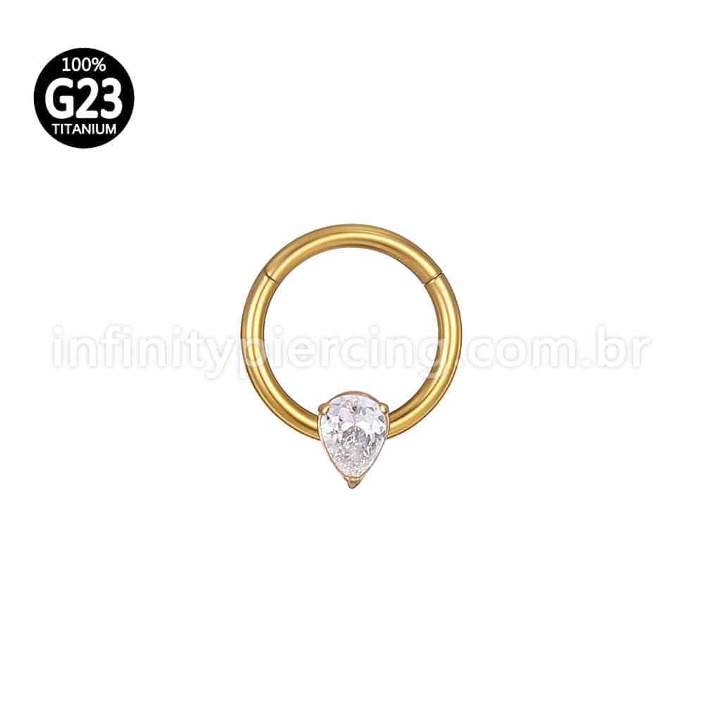 Piercing Argola Titânio Segmento Articulado Zircônia Gota