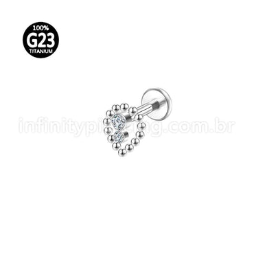 Piercing Labret Titânio Indiano Gota 2 Zircônias