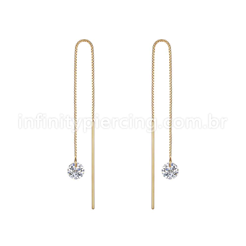 Piercing Palitinho Corrente Aço Cirúrgico Zircônia Redonda