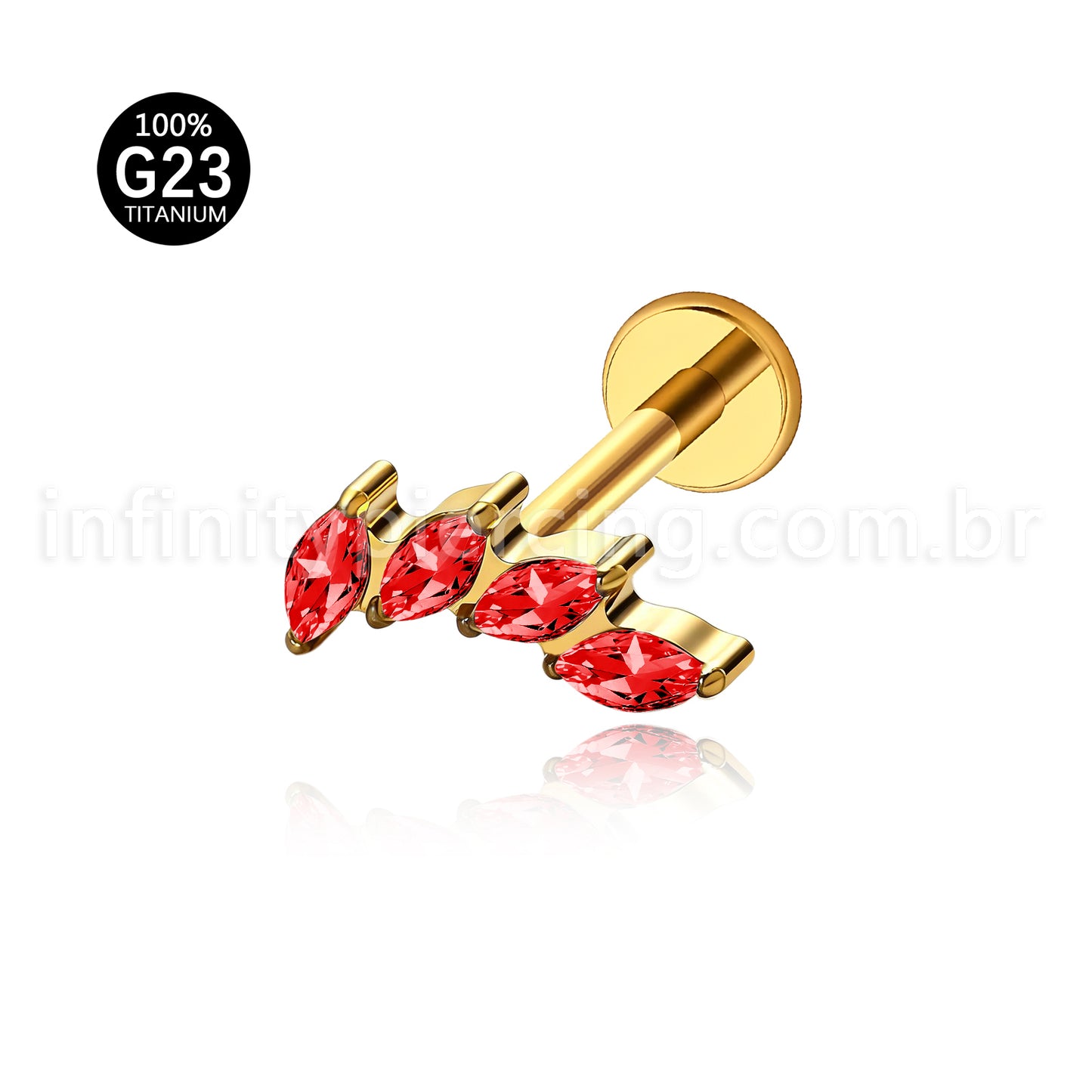 Piercing Labret Titânio Folhas Zircônia