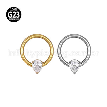 Piercing Argola Titânio Segmento Articulado Zircônia Gota