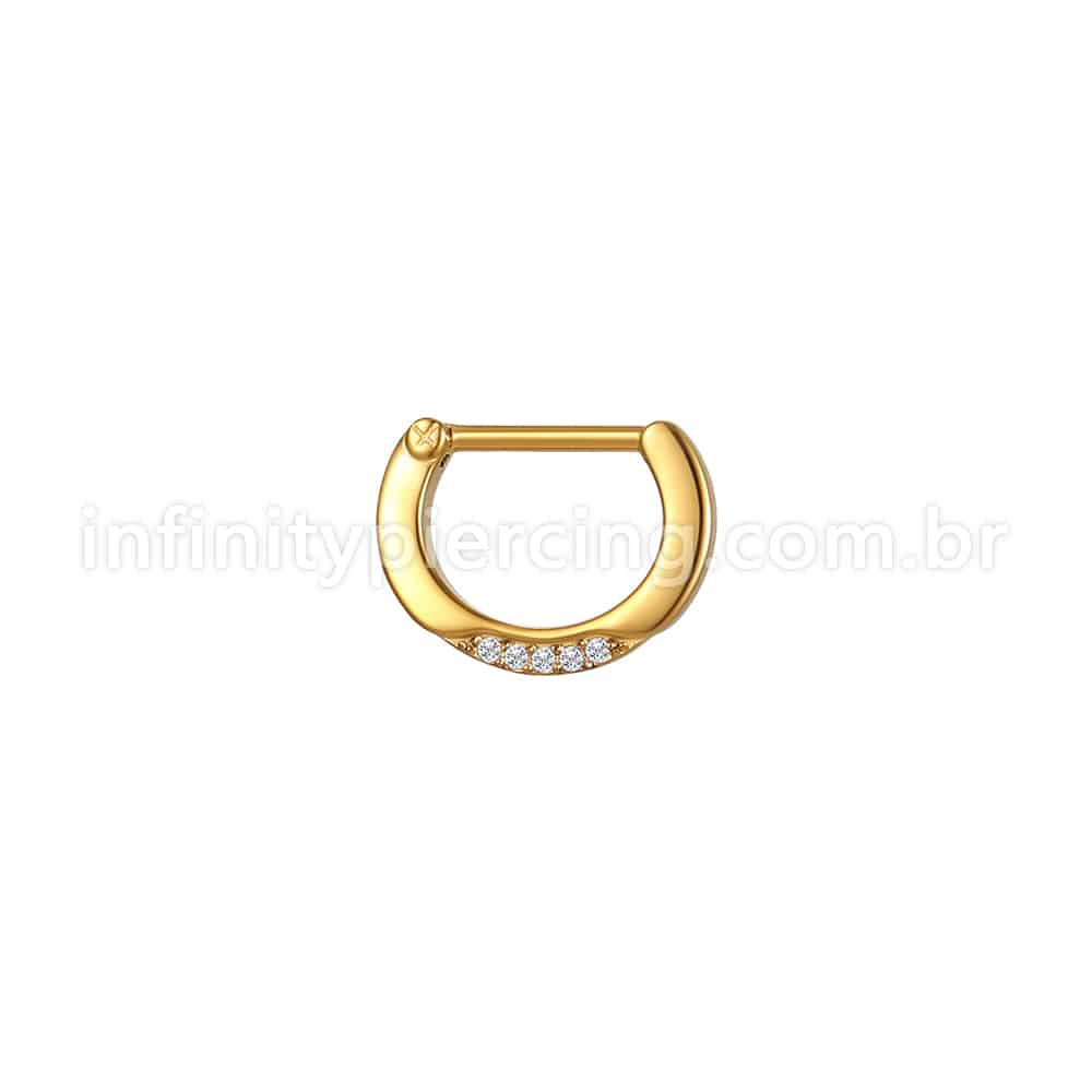 Piercing Meia Argola Aço cirúrgico Click Zircônia Lateral
