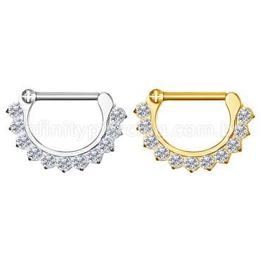 Piercing Meia Argola Aço cirúrgico Segmento Articulado Zircônia