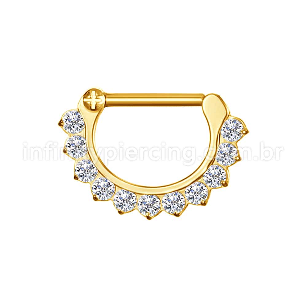 Piercing Meia Argola Aço cirúrgico Segmento Articulado Zircônia