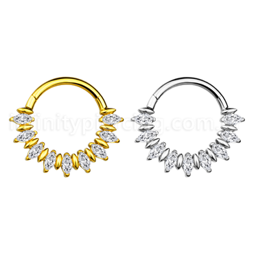 Piercing Argola Aço Cirúrgico Segmento Articulado Zircônias Oval