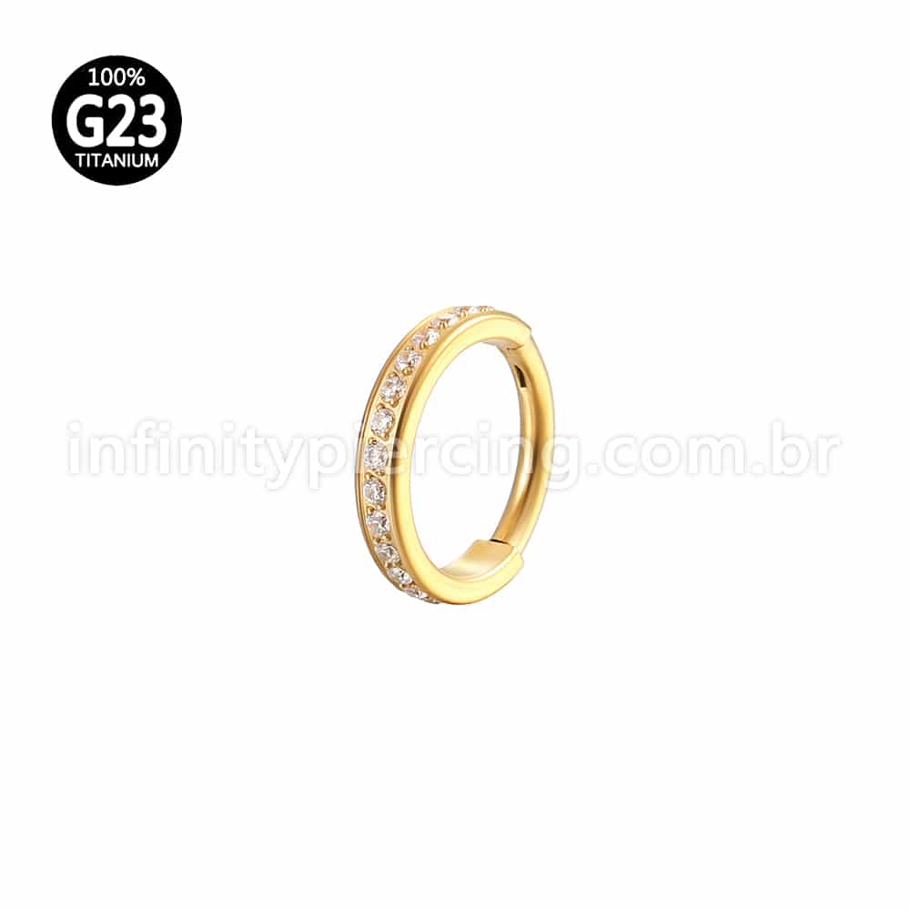 Piercing Argola Titânio Segmento Articulado Zircônia Cravejada