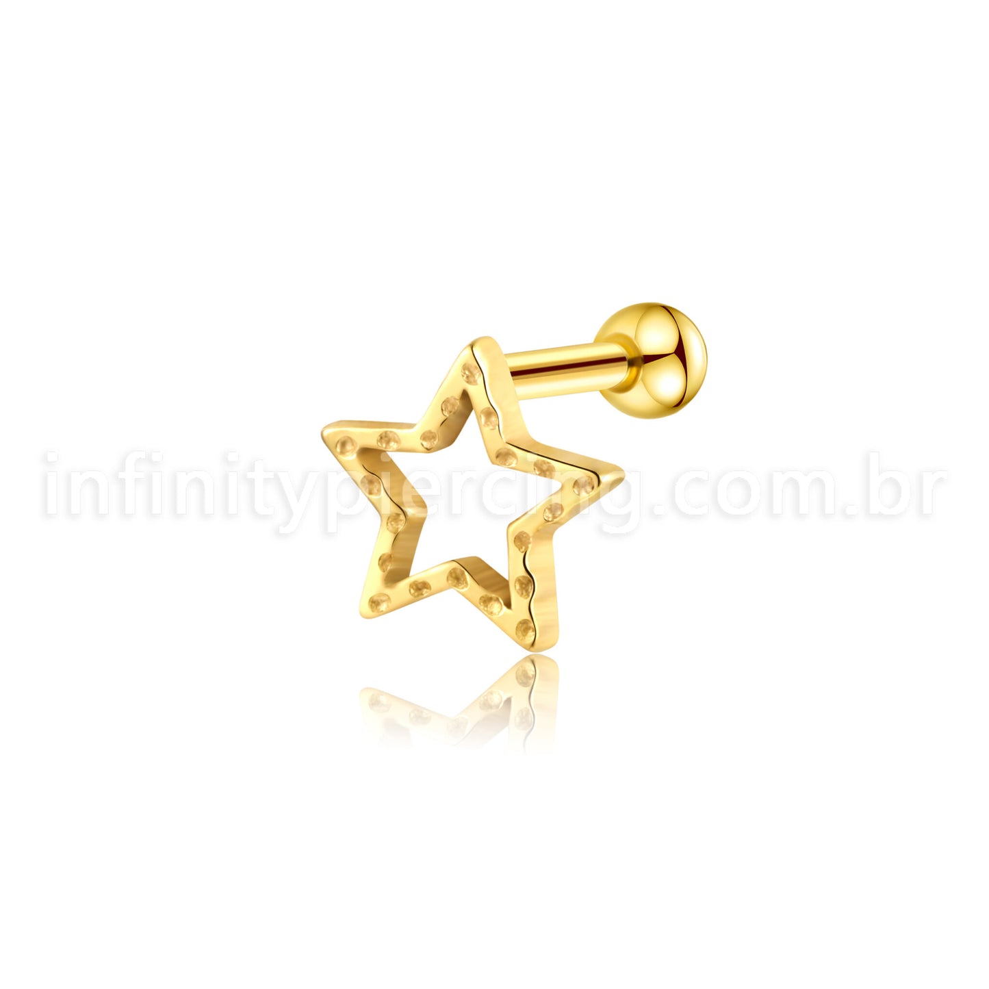 Piercing Minibarbell Aço Cirúrgico Estrela Vazado