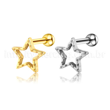 Piercing Minibarbell Aço Cirúrgico Estrela Vazado