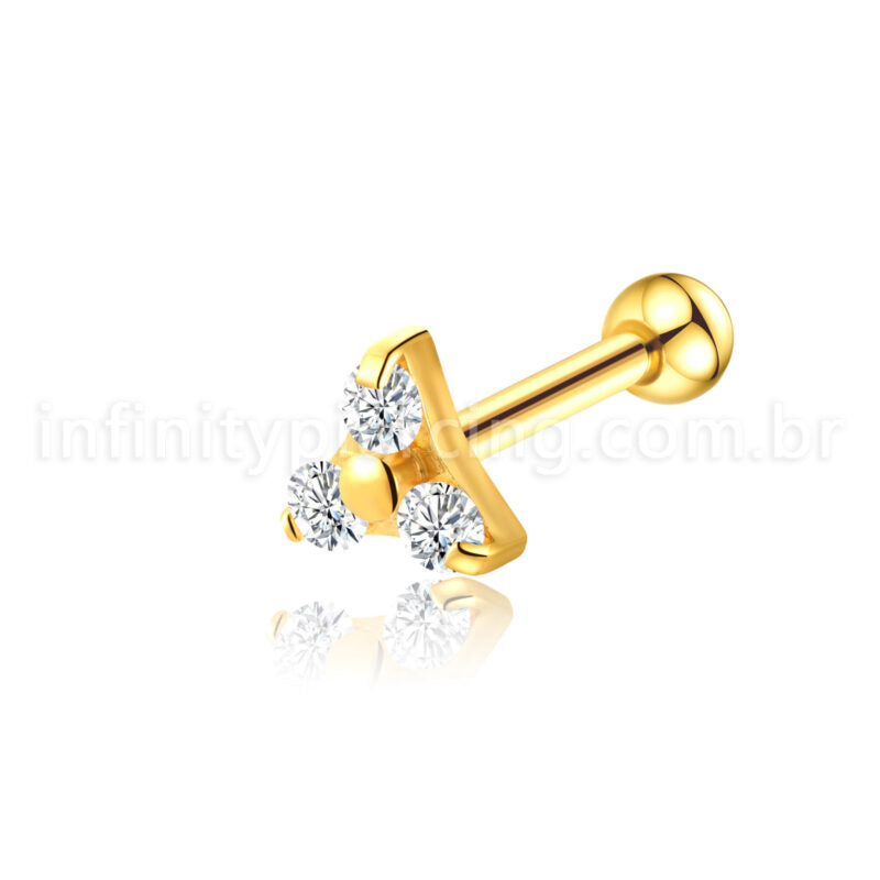 Piercing Barbell Aço Cirúrgico Trinity Zircônia