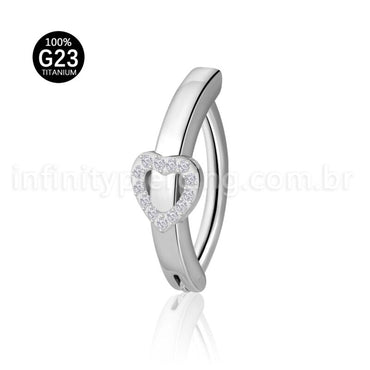 Piercing Argola Titânio Umbigo Coração Cravejado