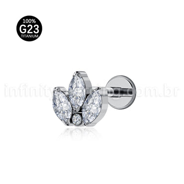 Piercing Labret Titânio 4 Zircônias