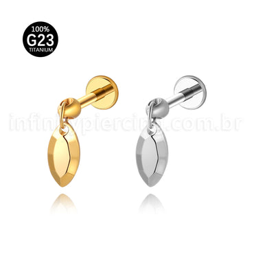 Piercing Labret Titânio Pingente Oval Com Pontas