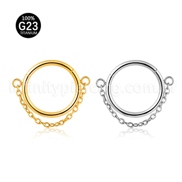 Piercing Argola Titânio Com Corrente