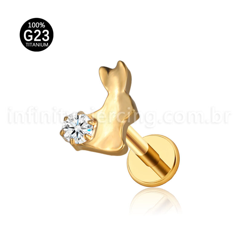Piercing Labret Coelho Titânio Zircônia