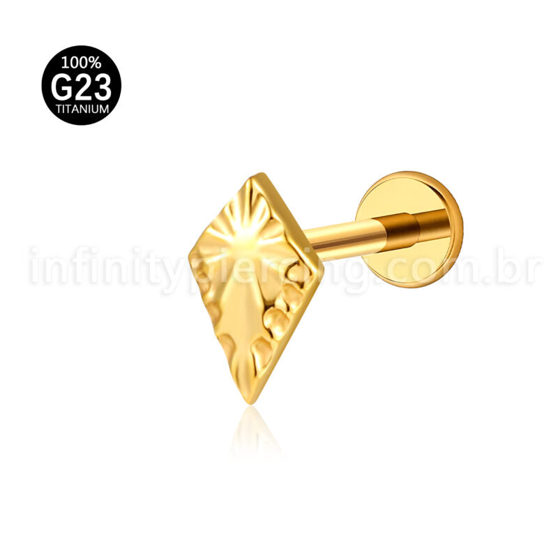 Piercing Labret Titânio Diamante Detalhado